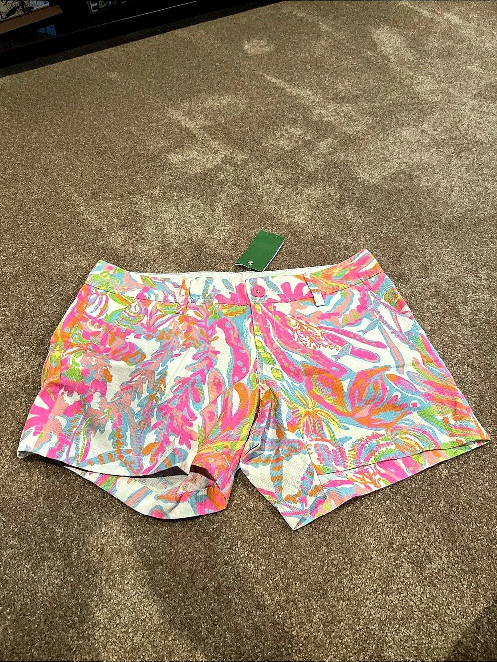Lilly Pulitzer The Callahan Short Print Shorts Pink, White, Coral, Aqua blue Siz